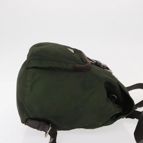 PRADA Backpack Nylon Khaki Silver Auth BA7769 main image 13